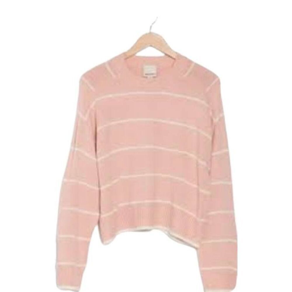 Industry Republic Women's Pink & Ivory Acrylic/Viscose Striped Knit Sweater NEW